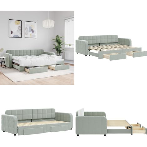 Tagesbett Ausziehbar mit Schubladen Hellgrau 80x200 cm Samt - Sofa - Gästebett - Tagesbett - Samtsofa - Möbel - Home & Living (1/5)