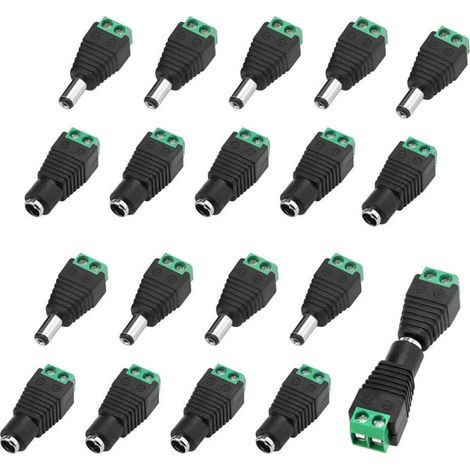 10 Paar 5,5 x 2,1 mm 12-V-DC-Stromverbinder (Stecker und Buchse), Schraubklemmen-Adapter