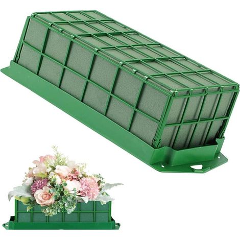 Support en Mousse Florale, Mousse Florale Verte, Mousse pour Fleurs, Florale Bloc Mousse, avec Support Et Grille, pour Arrangements Floraux, Mariage, Décorations De Fête (1/5)
