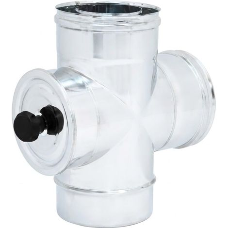 MAKA Raccordo T 90 con Ispezione Canna Fumaria Doppia Parete Inox Ø 80-130 mm (1/5)
