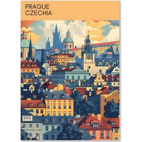 Poster de villes rétro DIN A2, A3 et A4 - Décoration murale moderne pour salon, chambre à coucher et bureau - Impression sur papier de 300 g (1/5)