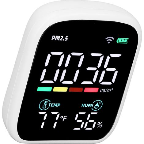 PM2,5-Luftqualitätsdetektor, Innenthermometer und Hygrometer, Temperatur- und Feuchtigkeitsmonitor, Haussensor, LCD-Bildschirm (1/5)