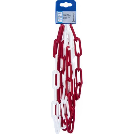 Catena segnaletica pretagliata Ø 6 mm. in plastica bianco/rosso 2,5 mt.