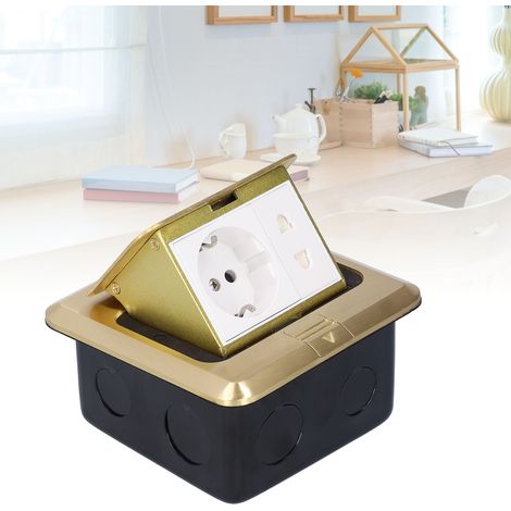 Prise de sol encastrée carrée en laiton étanche, escamotable, AC250V, norme européenne 16A+, multi-usage, deux trous (1/5)