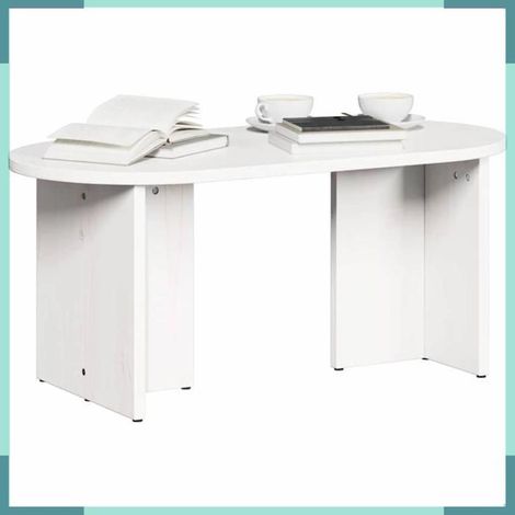 Table basse - 873542 - Blanc - Bois de pin massif - 80 x 39,5 x 35 cm (1/5)