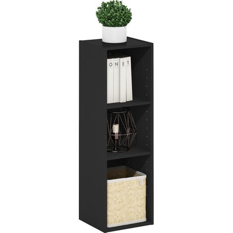 Étagère à Livres, bibliothèque étroite à 3 Niveaux, bibliothèque avec étagère de Rangement de 25.4 cm de Largeur, 23.6 x 24.9 x 80, pour Salon, Chambre, Bureau à Domicile, Bois Noir (1/5)