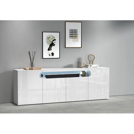 Buffet/bahut moderne 200 cm blanc brillant Regina (1/5)