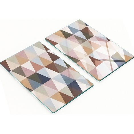 Küchenschneidebretter aus Glas mit grafischem geometrischem Muster, 2 x 30 x 52 cm (1/5)
