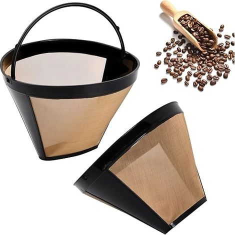 Panier-filtre à café réutilisable en acier inoxydable, 2 filtres, pour machine à café, porte-filtre ou cafetière à filtre.-AquaForge (1/5)