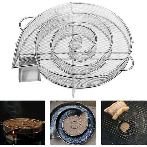 Panier à griller rond en acier inoxydable pour fumer, briquettes de charbon de bois, barbecue et grillades en extérieur (1/5)