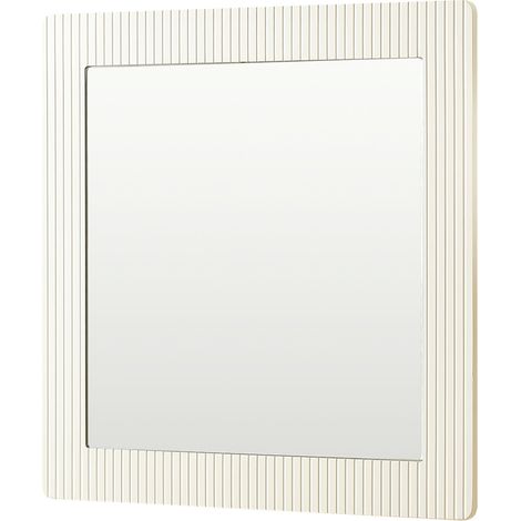 Espejo de pared cuadrado MODENUIT 80 x 80 cm, marco blanco efecto madera (1/5)