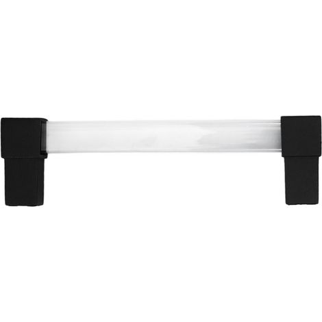 Acryl-Schubladengriffe, einlochig, Kristall-Schubladengriffe für Küchenschränke und Kommoden, Lochabstand 128 mm, Schwarz (1/5)