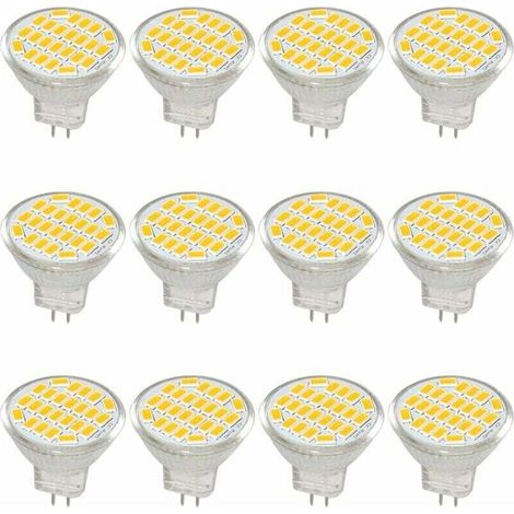 MR11 GU4 Ampoule LED lumière lumières DC/AC 10–30V 3 W, 12V, 24V, 30W Ampoule halogène équivalent, 400 lumens, Blanc chaud 3000K, LED de remplacement pour kit, jardin, intérieur, (lot de 12) (1/5)