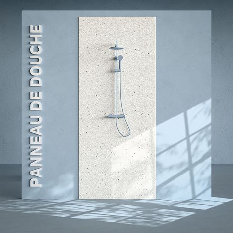 Panneau Douche PVC Terrazzo Blanc - L. 240 x l. 100 x ép. 1 cm