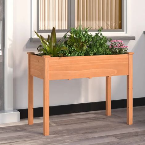 Blumentrog mit brauner Innenauskleidung 118x59x76 cm aus massivem Fichtenholz
