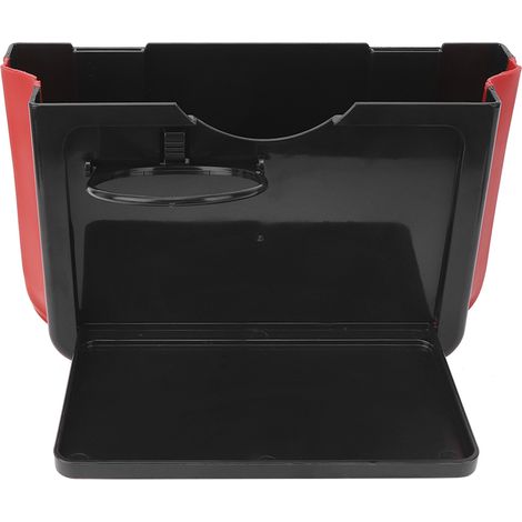 Boîte de rangement multifonctionnelle pour voiture, poubelle pliante à suspension automatique, porte-gobelet, noire (1/5)