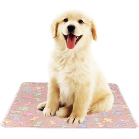 Tapis d'intérieur chaud à motif d'os et de pattes pour chien ou chat, coussin d'automne et d'hiver (marron 104x76cm) (1/5)