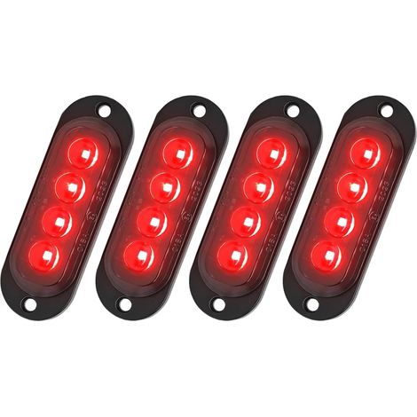 4 pcs rouge feux de gabarit à led pour remorque,12v-24v 4 leds feux de position latéraux,Imperméable montage en surface eclairage avant arrière pour camion tracteur moto van rv (1/5)