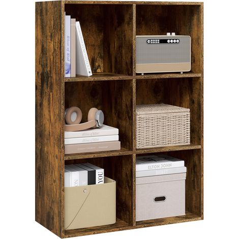Bibliothèque Étagère Rangement, avec 6 Cubes en Bois d'Ingénierie, Marron Rustique, 29x89x59,6 cm (1/5)