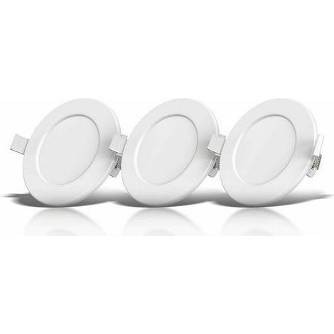 Set of 3 recessed bathroom spotlights, IP44 rated, splash-proof, ultra-flat, Ø115mm, 6W LED modules, warm white light (1/4)