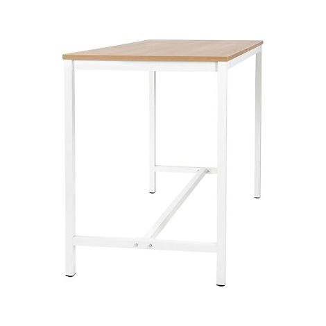 Table haute H 104 x L 180 x P 80 cm chêne clair pied métal blanc - Maxiburo