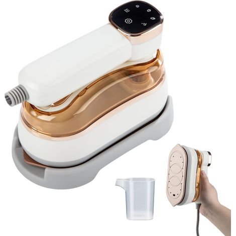 Fer à vapeur de voyage avec écran LCD, 10S, chauffage rapide, 1200 W, avec poignée rotative à 180°, défroisseur portable, 3 niveaux de vapeur pour les voyages, la maison, le bureau (1/5)