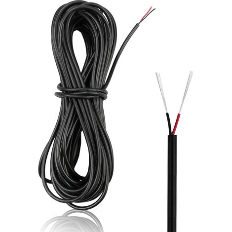 22 AWG Cable Electrique 10M 2 fil electrique souple 300V flexible PVC Cuivre de Câble Noir Diamètre 3,5 mm (1/5)