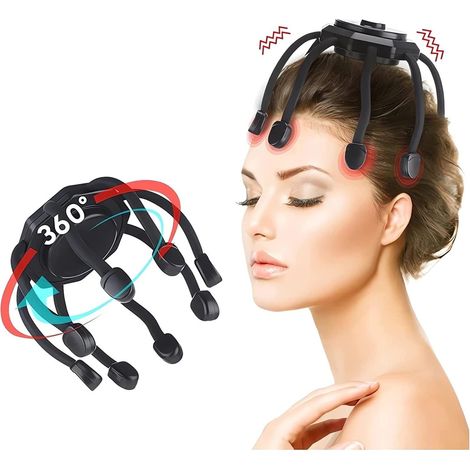 Masseur de cuir chevelu à 8 points de pression vibrants, ultra-résistant et rechargeable, pour soulager la douleur et l'anxiété.-AquaForge (1/5)