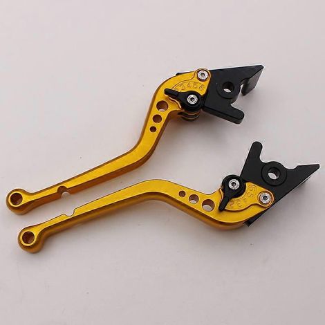 Convient aux motos Aprilia Shiver/GT pour modifier le levier de klaxon du guidon de frein, d'embrayage et de frein en alliage d'aluminium (long, doré). (1/5)