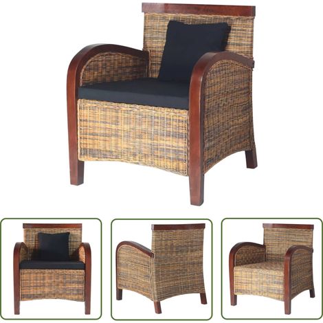 The Living Store Fauteuil Rotin tissé à la main - Fauteuil Rotin - Fauteuil Design - Fauteuil Confortable - Fauteuil Salon - Fauteuil Chambre (1/5)