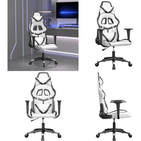 Gaming-Stuhl mit Massagefunktion Weiß und Schwarz Kunstleder - Gaming-Stuhl - PC-Stuhl - Gamer Chair - Ergonomischer Stuhl - Schreibtischstuhl - Home & Living (1/5)