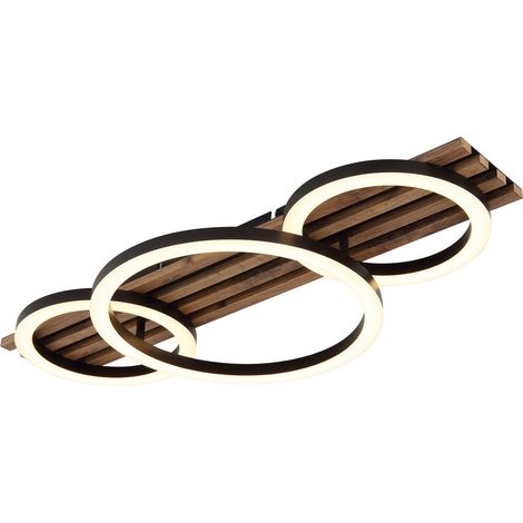 Deckenleuchte Deckenlampe Holzleuchte Wohnzimmerleuchte Ringe schwarz LED (1/5)