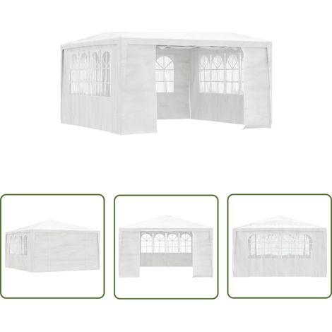 The Living Store Tente de réception avec parois latérales 4x4 m Blanc 90 g/m² - Tente De Réception - Abri Jardin - Gazebo - Parasol - Auvent (1/5)