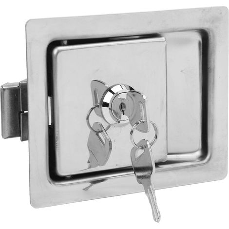 Loquet de boîte à outils, loquet encastré en acier inoxydable avec verrou à palette et 2 clés, adapté aux camping-cars et aux camions. (1/5)