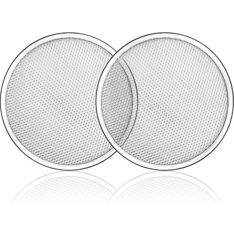Lot de 2 plaques à pizza en aluminium sans soudure de 12 pouces avec mailles perforées pour pizzas (1/4)