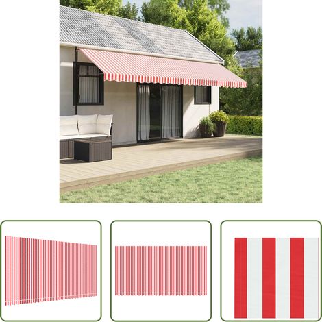 Markisenbespannung - Markisenbespannung Rot und Weiß Gestreift 6x3 m (1/5)