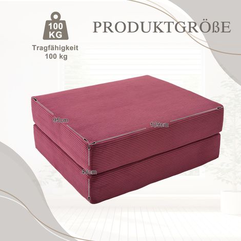 Tabouret de compression en velours côtelé – doux, confortable avec 2 blocs mousse, se transforme en fauteuil gain de place, idéal salon/chambre (1/4)