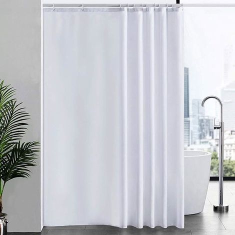 1 pièce Rideau de douche anti-moisissure, tissu polyester imperméable, blanc 200 x 240 cm, pour salle de bain moderne (1/5)