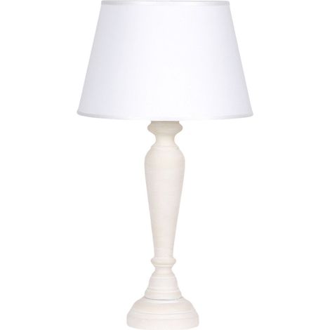 Lume In Legno Classico Crema Sbiancato Con Paralume 1 Luce Smergo