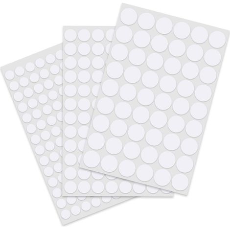 9 Feuilles 870 Pcs Autocollant de Couvre Vis, Autocollant Blanc à Trou, Trou de Vis Auto-Adhésif, Blanc Trou à Vis Couvre pour Meuble, Placard, Armoire, Murales (12mm,15mm,21mm) (1/5)