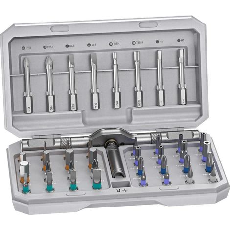 Schraubendreher Set 42in1 magnetisch Bits Verlängerung Hellgrau (1/5)