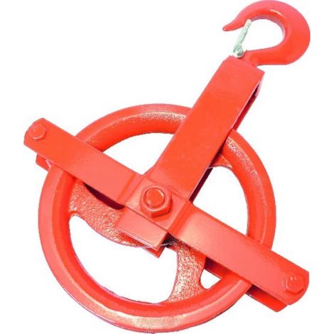 PÖSAMO Klobenrad Stahl rot-lack. für Seil-Ø b.25,0mm (1/2)