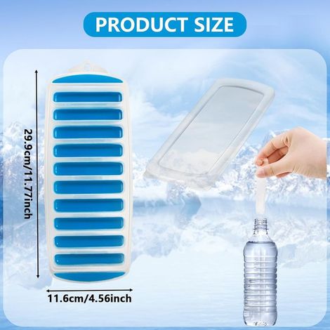Eiswürfelflasche mit Silikonboden, wiederverwendbare, leicht zu entnehmende Eiswürfel mit abnehmbarem, spritzwassergeschütztem Deckel, ideal für Sportgetränke und Wasserflaschen (1/4)