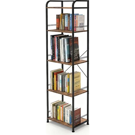 Bibliothèque 5 étagères, Petite étagère 50 kg par Tablette, Étagère Ladder pour Salon, Bureau, Chambre, étagère Vintage autoportante, Rangement Livre Design (1/5)