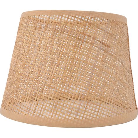 Abat-jour Retro en Rotin Artisanal Tissé – Compatible avec douilles E27 et E14 – Pour lampe de table, suspension et plafonnier – 450g (dimensions 16.5x22x15.5cm) – 1 pièce