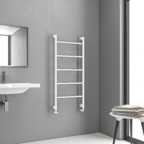 Radiateur sèche-serviette vertical DESIGN 6 9,3x56x120 cm en laiton blanc mat