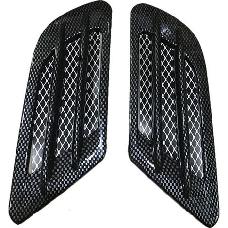 Ahlsen Entrada de flujo de aire Universal de alta calidad, entrada de flujo de aire lateral del coche, rejilla de ventilación, decoración de conducto, pegatina de plástico ABS (fibra de carbono) (1/5)