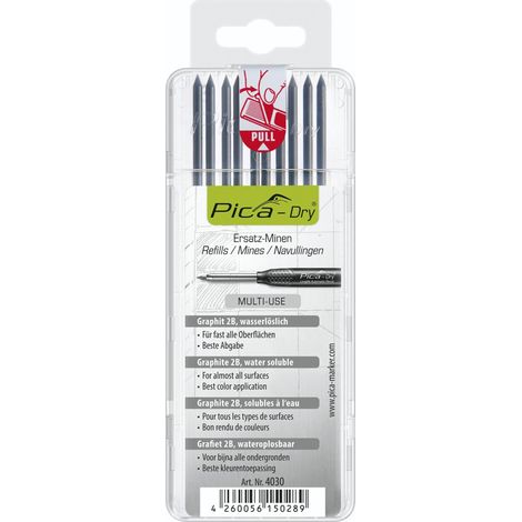 Etui mit 10 Trockenminen, Graphit, im Blister  PICA 4030/SB