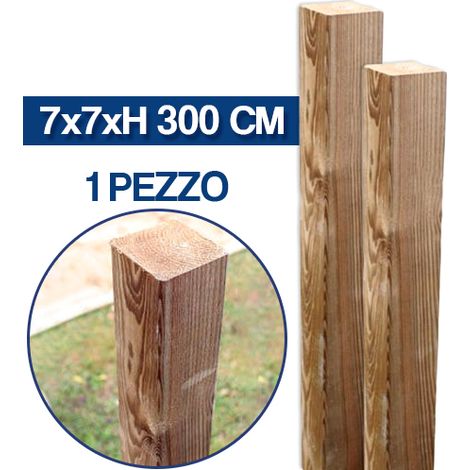 MORALE IN LEGNO DI PINO IMPREGNATO CM 7X7X300 H PALO QUADRO PERGOLA GAZEBO 19070