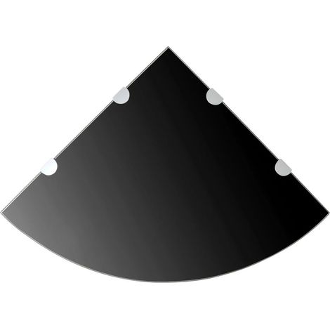 Mensola angolare con staffe cromate e vetro nero 45 x 45 cm 2702222/2
